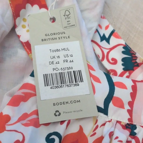 Boden Orange and Cream Floral Crop Top - Picture 3 of 14